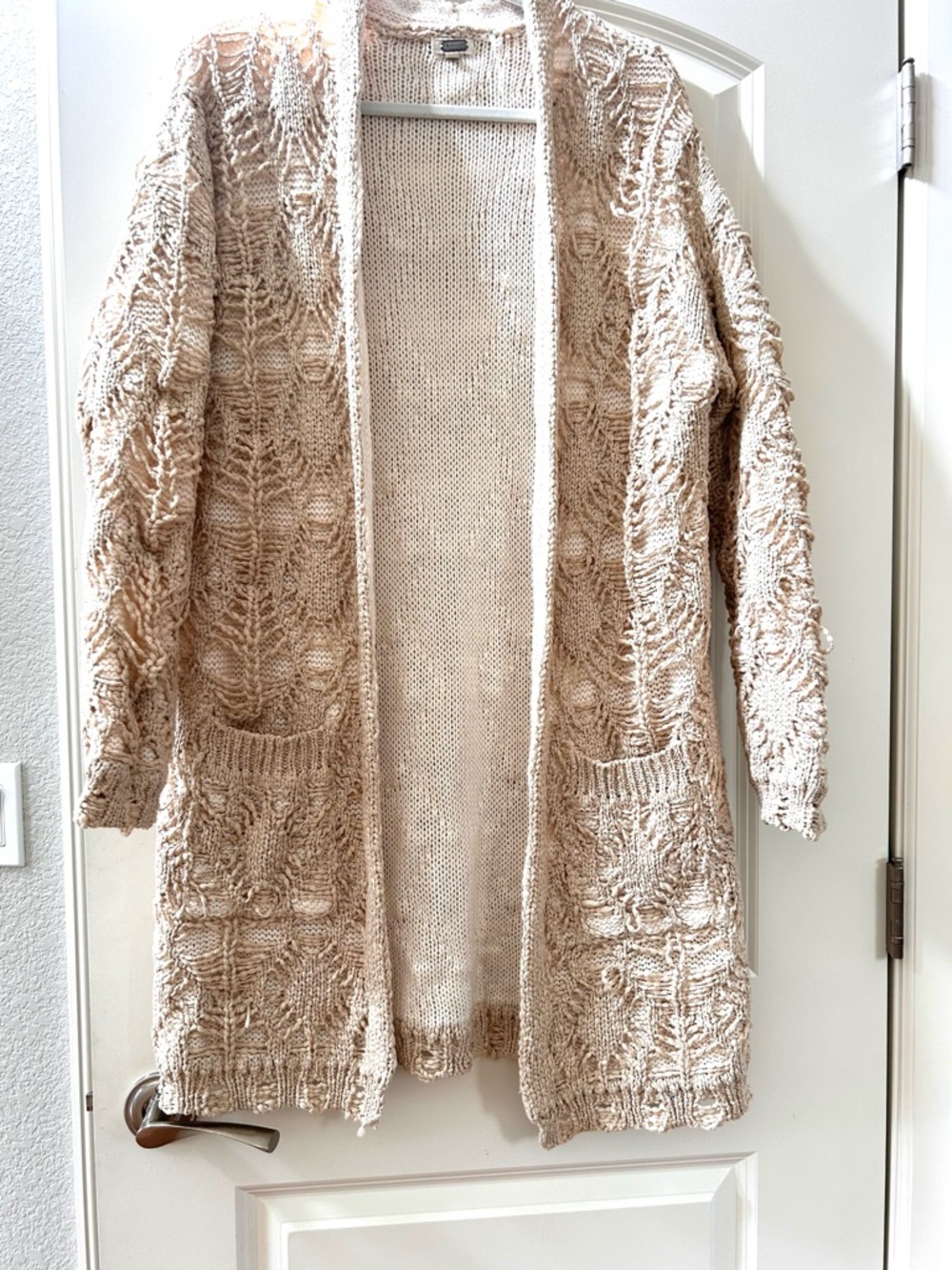Gimmicks long open front knit cardigan. Boho. Festival. Hippie chick. Coastal. M